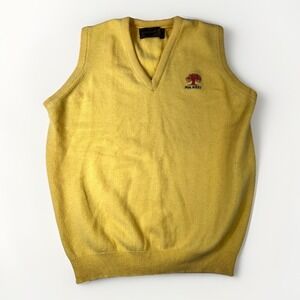 Vtg‎ Lyle & Scott Mens Super Lambswool Sweater Vest Yellow Made in Scotland XXL